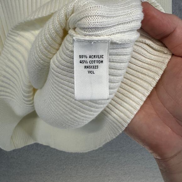 Josephine Chaus Sport Top Women's Ivory Cream Medium Ribbed Turtleneck Sweater - Picture 7 of 10